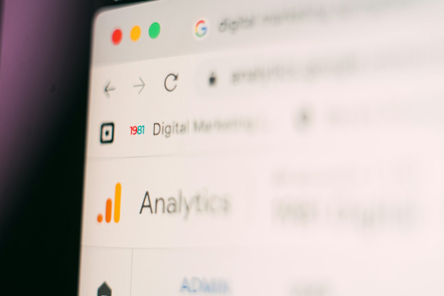 Schermata del computer che mostra la dashboard di Google Analytics per 1981 Digital Marketing.
